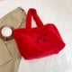 thumbnail image 4 of Bolso Hombro Felpa para Mujer Mano Informal Con Lazo Peludo Compras Suave () Rojo, 4 of 8