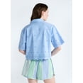 thumbnail image 3 of Free Assembly Women's and Women's Plus Cropped Cotton Eyelet Shirt, Sizes XS-4X, 3 of 5