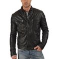 thumbnail image 2 of Men's Genuine Lambskin Leather Jacket Biker Soft Stylish Motorcycle Jacket A002, 2 of 4