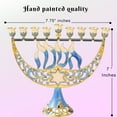 thumbnail image 5 of Matashi Hand Painted Enamel Menorah Candelabra with a Flower and Hanukkah Design and Embellished with Gold Accents and High Quality Crystals, 5 of 7
