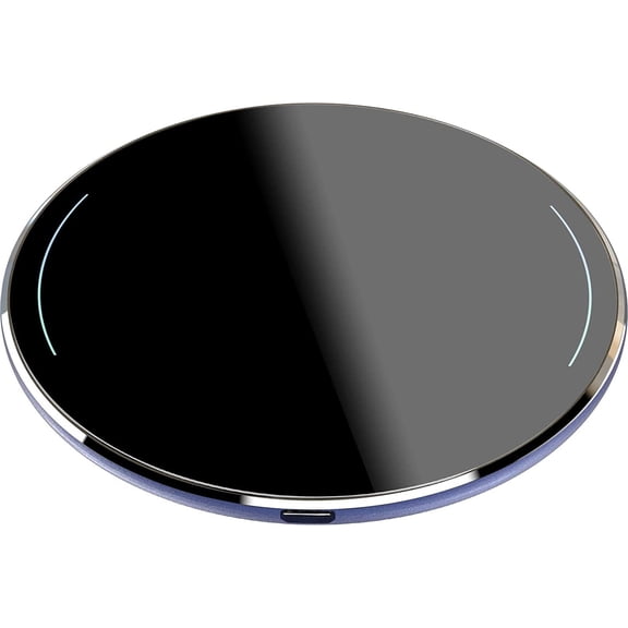 Wireless Charger Thin Aviation Aluminum Computer Numerical Control Technology Fast Charging Pad Navy Blue (NO AC Adapter)