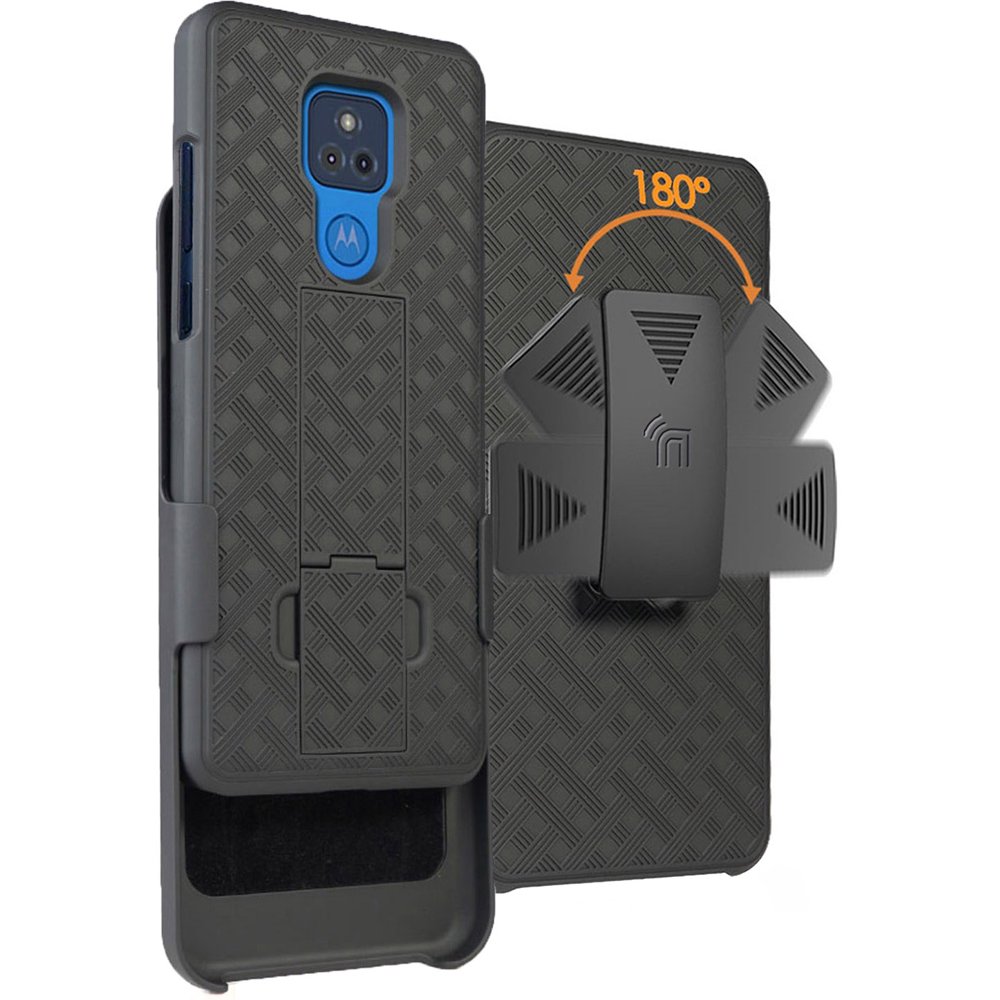 Case with Clip for Moto G Play 2021, Nakedcellphone [Black Tread