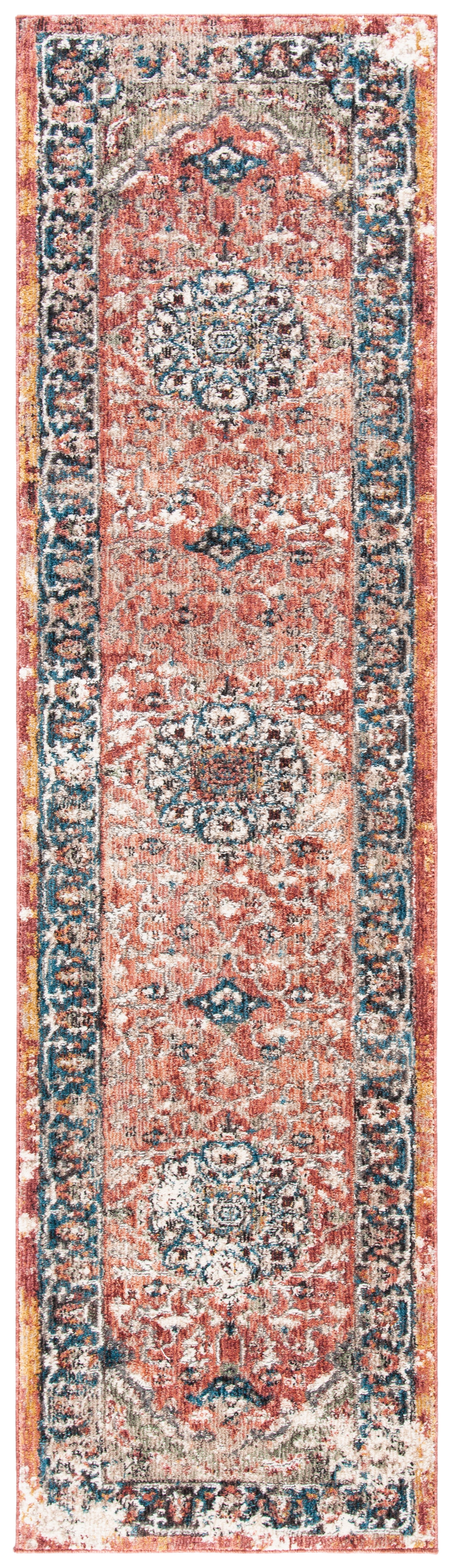 Safavieh Carlyle Jone Medallion Runner Rug, Orange/Blue, 2' x 8'