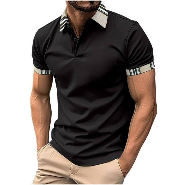 Chemise Blouse Décontractée pour Homme à Rayures Imprimées, Boutonnée, Manches Courtes, Col Rabattu
