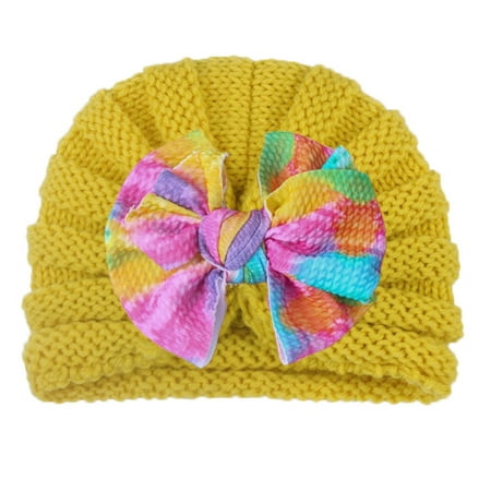 

TAIAOJING Baby Elastic Chiffon Flower Headbands Boys Colorful Turban Hat Girls Baby Bowknot Elastics Cap Baby Care