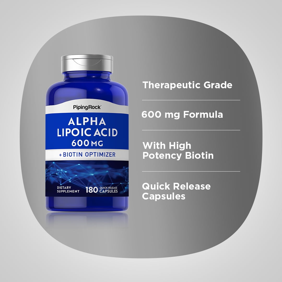 Alpha Lipoic Acid | 600 mg | 180 Capsules | With Biotin Optimizer | by Piping Rock