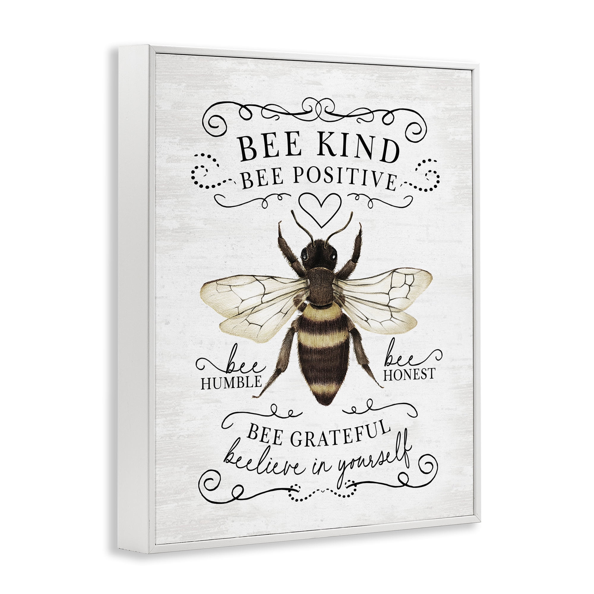 Stupell Industries Vintage Bee Phrases Animals & Insects Painting White Framed Art Print Wall Art, 16 x 20