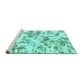 thumbnail image 2 of Ahgly Company Machine Washable Indoor Rectangle Abstract Turquoise Blue Modern Area Rugs, 3' x 5', 2 of 4