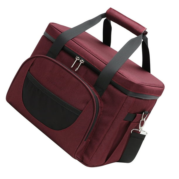 Wosthever Bolsa enfriadora de bebidas de vino al aire libre de gran capacidad impermeable multibolsillo térmico bolso de hombro con cremallera Kits de desorden para acampar Vino rojo