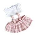 thumbnail image 2 of Ropa para muñecas de 20 cm Perfecl Falda a cuadros y accesorios de manga corta Rosa, 2 of 8