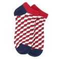 thumbnail image 3 of Red, White Blue 3D Cubed Patterned Ankle Socks (Adult Large - Men's Shoe Sizes 8-12), 3 of 3