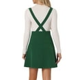 thumbnail image 3 of INSPIRE CHIC Women's Skirt Faux Pocket Buttons Decor Above Knee Suspender Skirt L Dark Green, 3 of 5