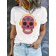 thumbnail image 1 of Women Crewneck Print Short Sleeve T-Shirts Summer Tees Loose Fit Graphic TopsHalloween Skull Print Comfy T-Shirt, Round Neck Short Sleeve Sports Tee, Women's ActivewearFather's Day, Mother's Day, N, 1 of 6