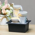 thumbnail image 2 of Tabletop Water Fountain, Small Circulating Waterfall Decor for Living Room, Desktop Zen Fountain with LED Lights, Home Office Decor, 2 of 9
