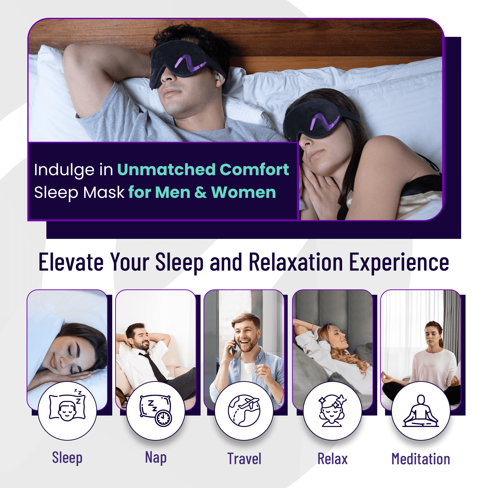 Sleeprlo High-Performance 3D Sleep Mask, 100% Blackout, Memory Foam, Adjustable & Secure Fit, Black