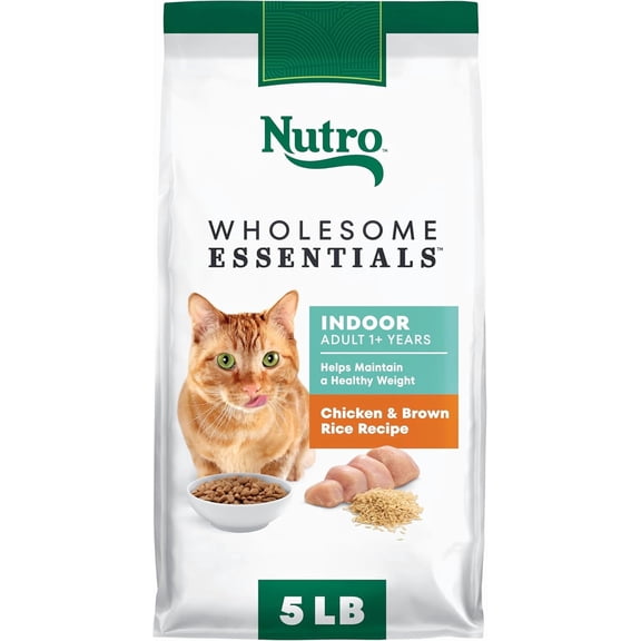 New Chicken & Brown Rice Dry Cat Food for indoor Cats, 5 lbs