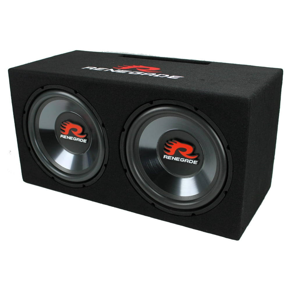 Renegade RXV1202 12" 1200 Watt Dual Car Audio Subwoofer with Enclosure