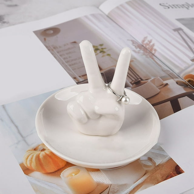 Desktop Ornament Ceramic Gesture Ring Rack Jewelry Plate Hand Display Rack Dresser Storage Tray For Loved Ones