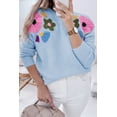 thumbnail image 1 of FOLUNSI Floral Knit Sweater - Comfort Fit, Light Blue Vibe!, 1 of 8