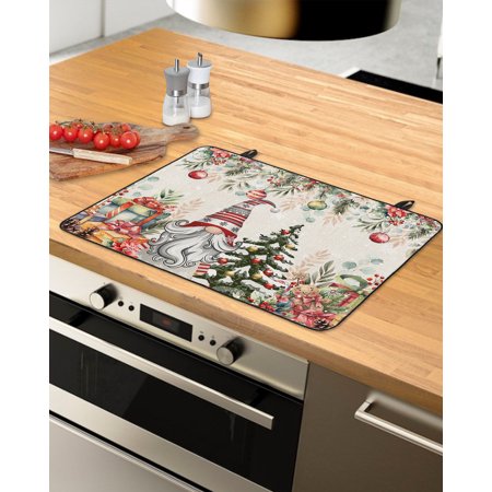 

Red Gnomes Christmas Stove Top Covers for Electric Stove Heat Insulation Fireproof Glass Cooktop Cover Counter Top Glass Stove Cover for Prevent Scratches 36 x21 Xmas Tree Balls Poinsettia Rustic