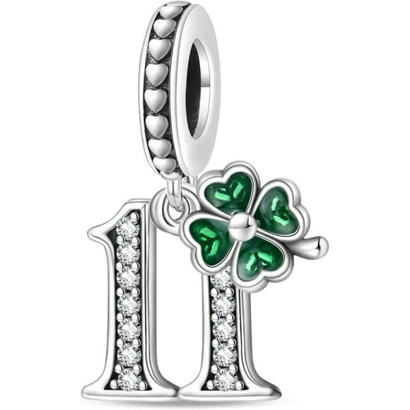 HUGFEGWE 925 Silver Clover Lucky Number Charm Beads DIY Jewelry Accessories Bracelet Pendant CA919-119487