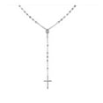 thumbnail image 5 of 925 Sterling Silver Diamond Cut Italian 4mm Rosary Beads Chain with Cross Necklace 22" Rosario, 5 of 11
