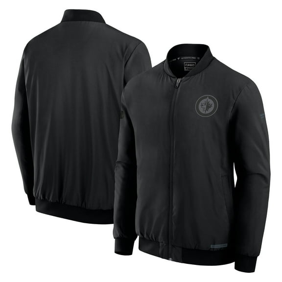 Men's Fanatics Black Winnipeg Jets Authentic Pro Road Full-Zip Bomber Jacket