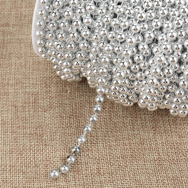 25m/Rollo Galvanoplastia Perlas de Alambre de Perla Guirnalda Cuerda Diy Decoración de la Boda Diámetro 6mm (Siliver) Ecomeon no
