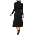 thumbnail image 3 of INSPIRE CHIC Women's Pleated Knit Dress Long Sleeve Turtleneck Business Casual Sweater A-Line Midi Dresses Fall Winter Outfits S Black, 3 of 6