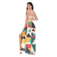 thumbnail image 3 of FORMRS Womens Long Sarong Beach Wrap Semi-Sheer Bikini Skirt Bathing Swimsuit Cover Up, Beige Geometric, 3 of 7
