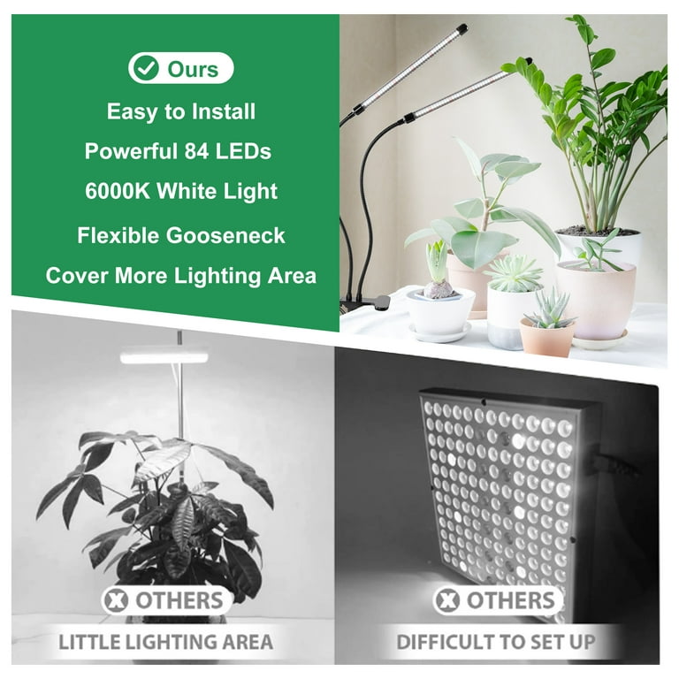 LOFTER-PRO Grow Lights for Indoor Plants, 84LED Clip Plant Light, 5 Level  Dimmable Auto On Off Timing 4/8/12H, 6000K Full Spectrum Plant Grow Lamps  for Bonsai, Pot Plant - Walmart.com