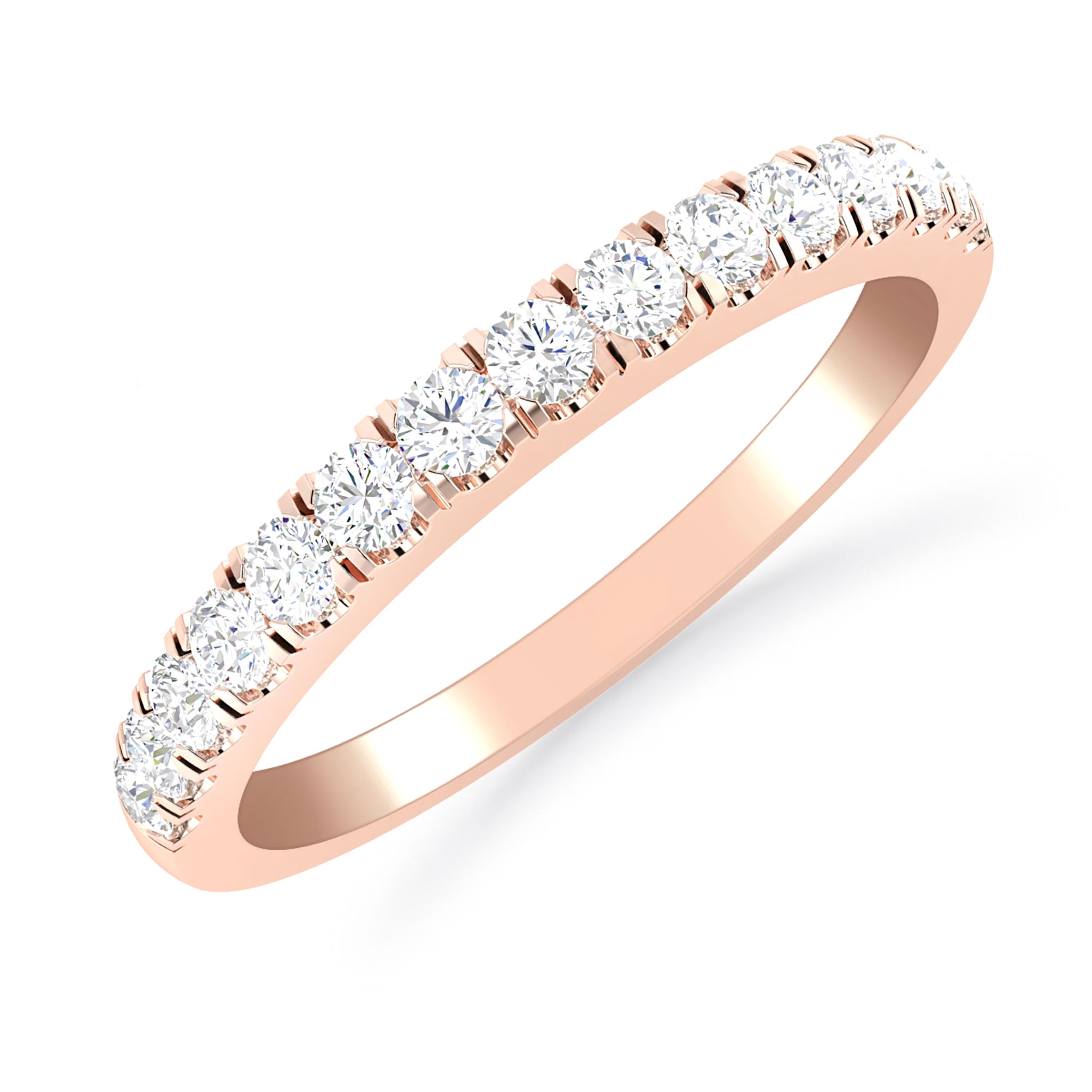 G-H,I2-I3 1/20 cttw, Diamond Wedding Band in 10K Pink Gold Size-6.25