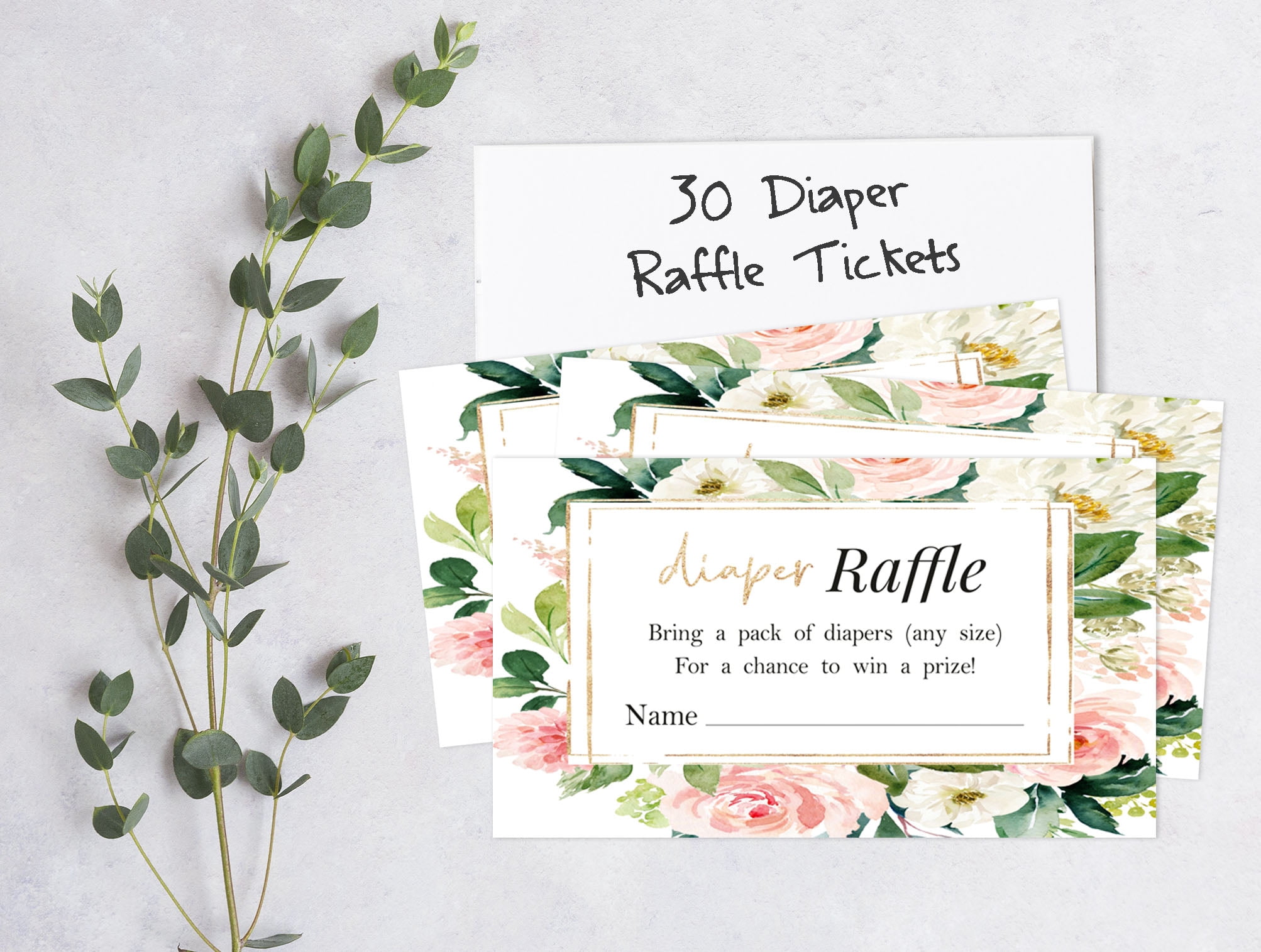 Inkdotpot Set Of 30Floral Baby Shower Invitations-Diaper Raffle Tickets And Baby Shower Book Request Cards Gender Neutral Invites Its A Boy Its A Girl