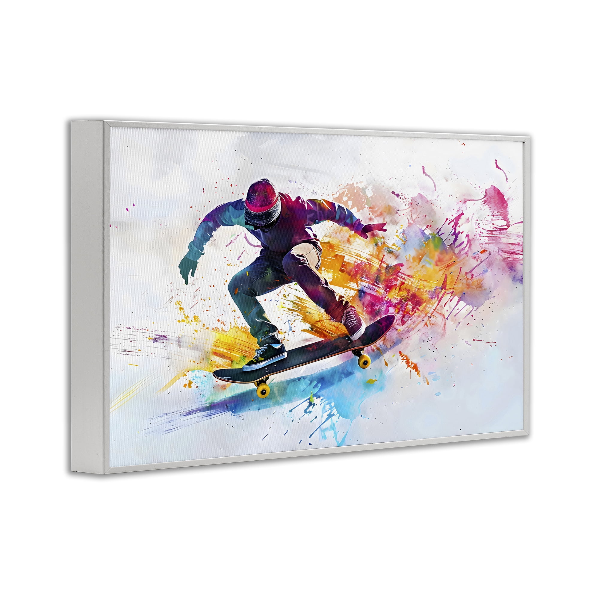 Stupell Industries Skateboarder in Motion White Framed Giclee Art, design by Creative Studio