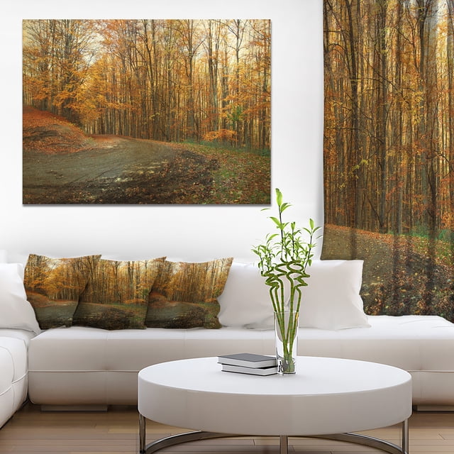 Curving Road in Autumn Forest - Forest Canvas Art Print