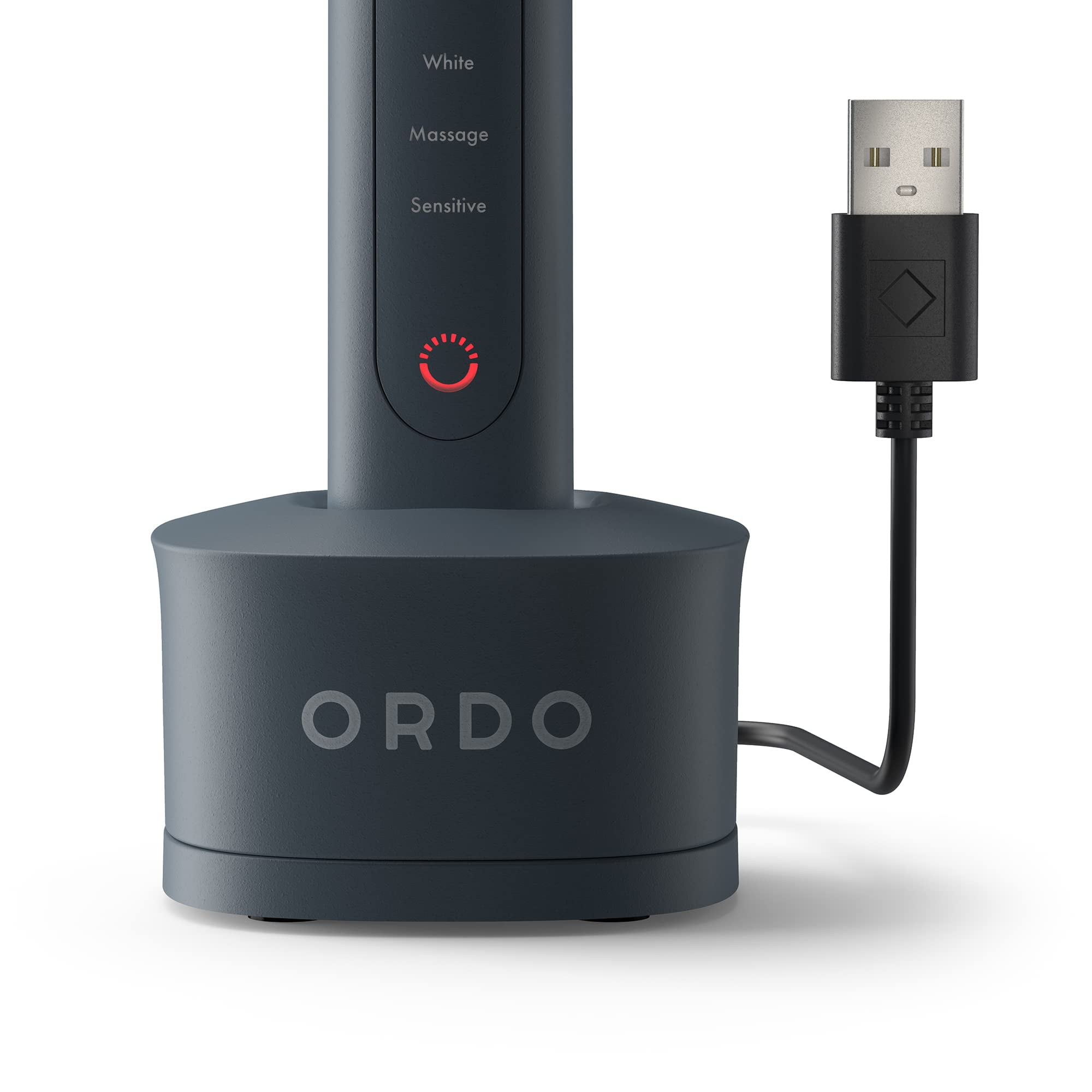 Ordo Sonic Electric Toothbrush Advanced Smart Tech with 4 Brushing Modes Fast Rechargeable Battery and Silicone-Polishing Element USB Charger for Adults Black Charcoal Grey