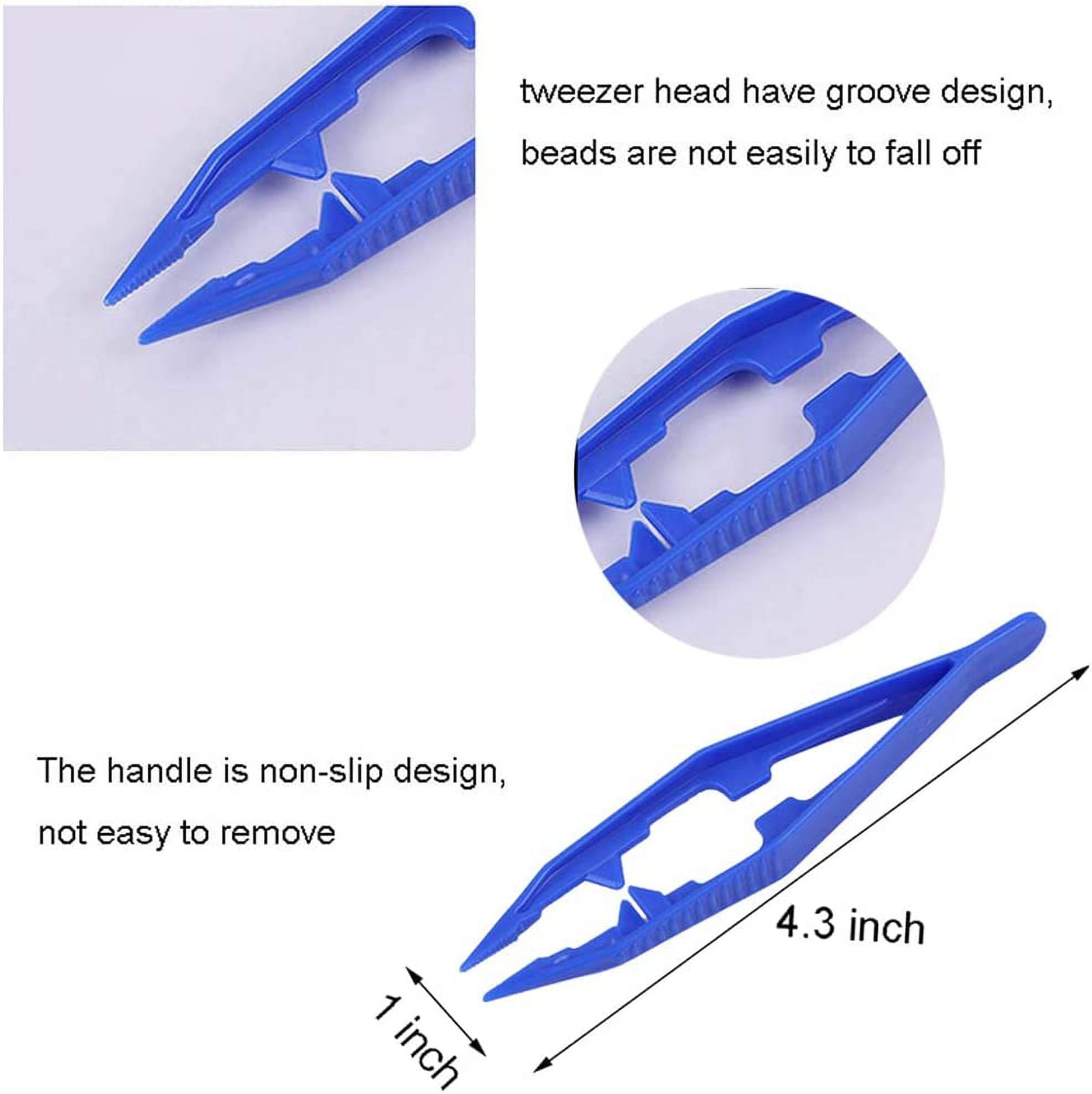 Plastic Bead Tweezers - 20-Pack Craft Tweezers 4.3-Inch White Plastic  Forceps for Fuse Bead Kids DIY