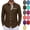 Coffee, variant on Men's Casual Button Down Dress Shirt Striped Contrast Trim Wrinkle Free Long Sleeve Shirts with Chest Pocket for Business Casual Travel, Green, M