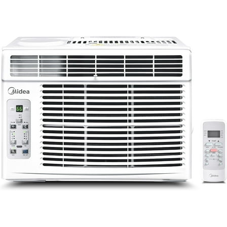 Open Box Midea 6,000 BTU (DOE) 115 Volts Window Air Conditioner Cools 250 sq. ft. with Remote in White MAW06R1CWT