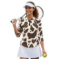 thumbnail image 2 of HUIACONG Giraffe Print Cover Quick Dry Golf Shirt Women Fashion with Quarter Zip Versatile Ladies Golf Top 3/4 Sleeve for Tennis Sports Training Workout, 2 of 10