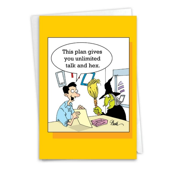NobleWorks Funny Halloween Greeting Card with 5 x 7 Inch Envelope (1 Card) Hex and Data C7665HWG