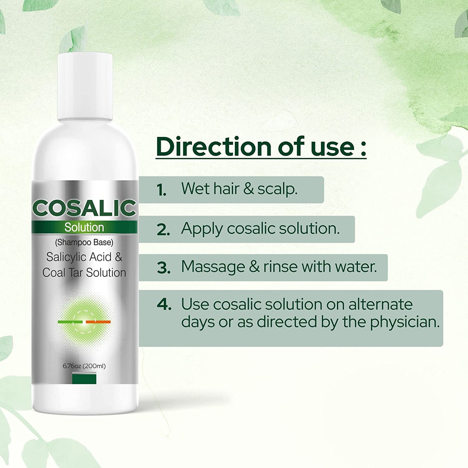 Cosalic Coal Tar & Salicylic Acid Solution | for Itch Relief Dandruff Free Shampoo-6.8 oz(Pack of 2)
