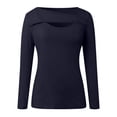 thumbnail image 4 of Women's Long Sleeve Tops Slim Fit Shirts Solid Color Fall Basic Blouses Trendy 2025, 4 of 6