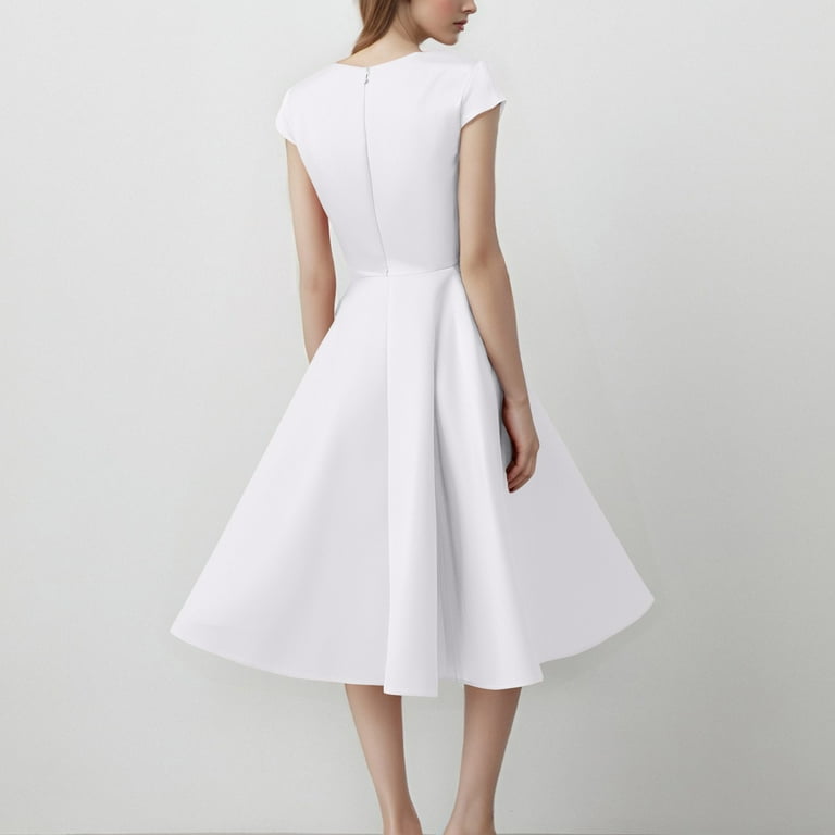 HAJWOH White Graduation Dress for Women Elegant Grad Dress Fashion