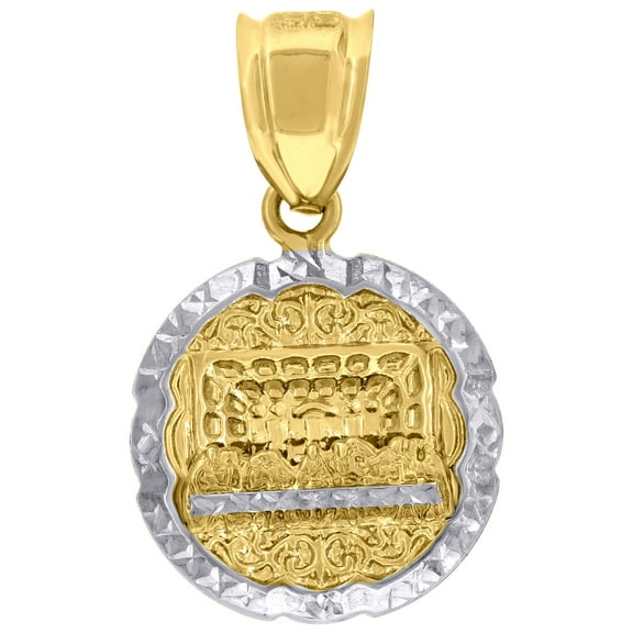 14k Two-tone Gold Mens Last Supper Religious Charm Pendant for Men