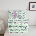thumbnail image 5 of Manfei Cute Initial K Queen Comforter Set,Bold Unicorn Space Comforter Sets Queen,Light Green Multicolor,Polkadot Reversible,3 Pieces,1 Comforter and 2 Pillowcases, 5 of 8