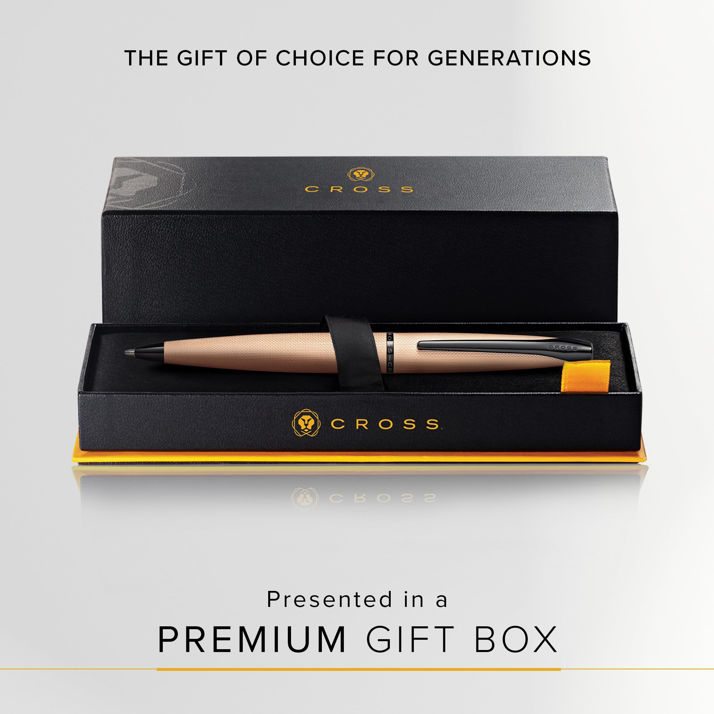 Cross ATX Brushed Rose Gold with Machine-Turned, Diamond-Pattern Engraving with Polished Black PVD Appointments Ballpoint Pen