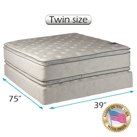 Serenity Pillowtop - (Twin size) Medium Soft Mattress set Bed Frame Included Double-Sided Sleep System with Enhanced Cushion Support - Fully Assembled, Back Support, Longlasting by Dream Solutions