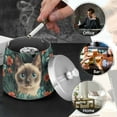 thumbnail image 4 of Yayeee Ashtray with Lid for Cigarette Smokeless Stainless Steel Home Ash Holder, Flowers and Cat, 4 of 7