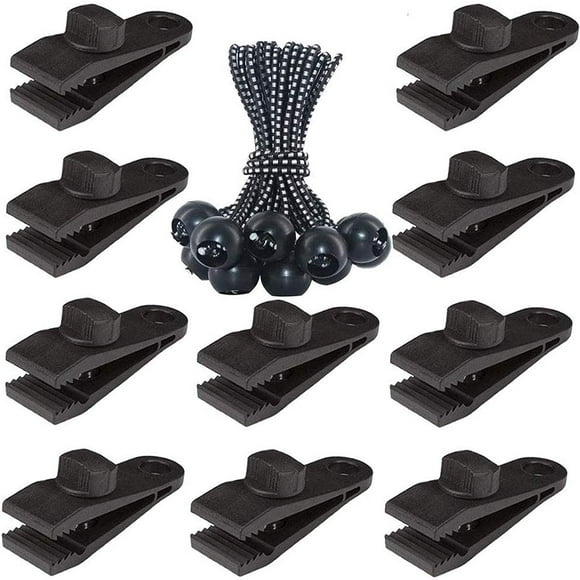 Qucyy Tarp Clips Heavy Duty Lock Grip, 20 Pack Tarp Clamps Heavy Duty, Shark Tent Fastener Clips Holder, Pool Awning Cover Bungee Cord Clip, Car Cover Clamp Black